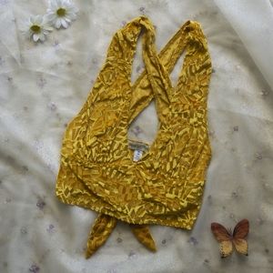 Yellow velvet crop top